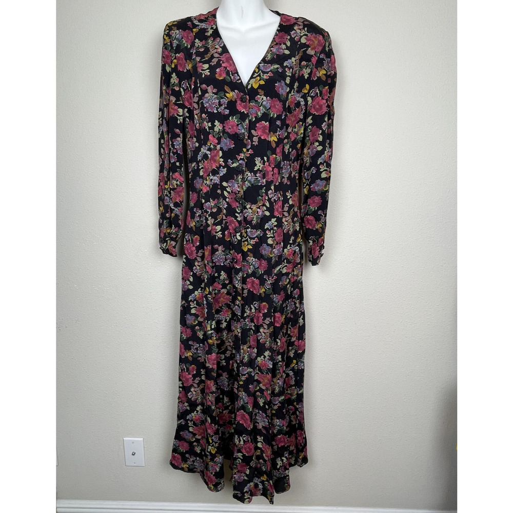 Express Y2K Cottagecore Floral Maxi Dress‎ Size 7/8 USA Rayon Button Down
